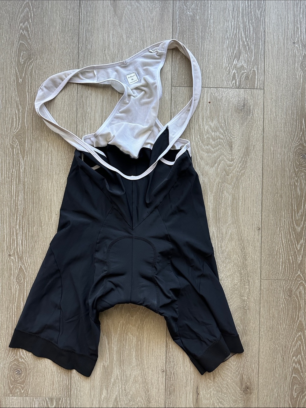 Black Cycling Bib Shorts with White Mesh Straps